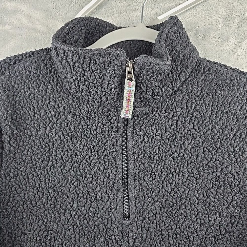 LL Bean Pullover Womens Medium Black Hi-Pile Fleece Kangaroo‎ Pocket Outdoors - Picture 3 of 10